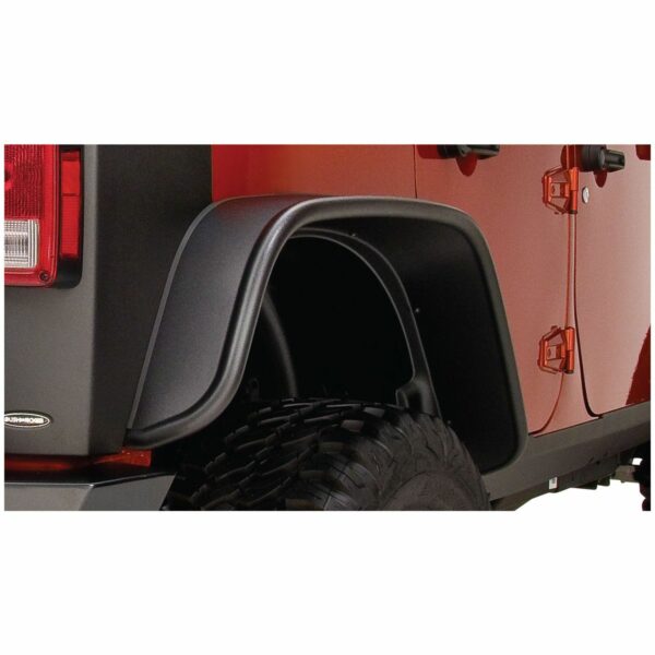 Bushwacker 10050-07 Black Jeep Flat Style Textured Finish Rear Fender Flares for 2007-2018 Jeep Wrangler JK Unlimited 4-Door