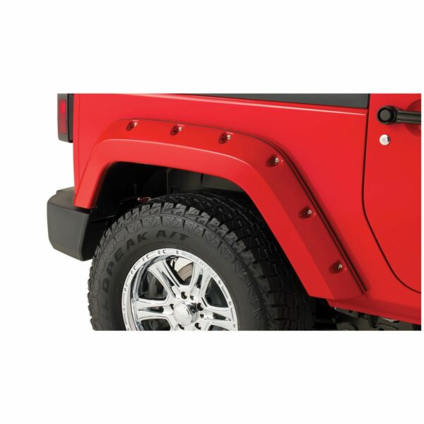 Bushwacker 10078-02 Black Pocket/Rivet Style Smooth Finish Rear Fender Flares for 2007-2018 Jeep Wrangler JK 2-Door