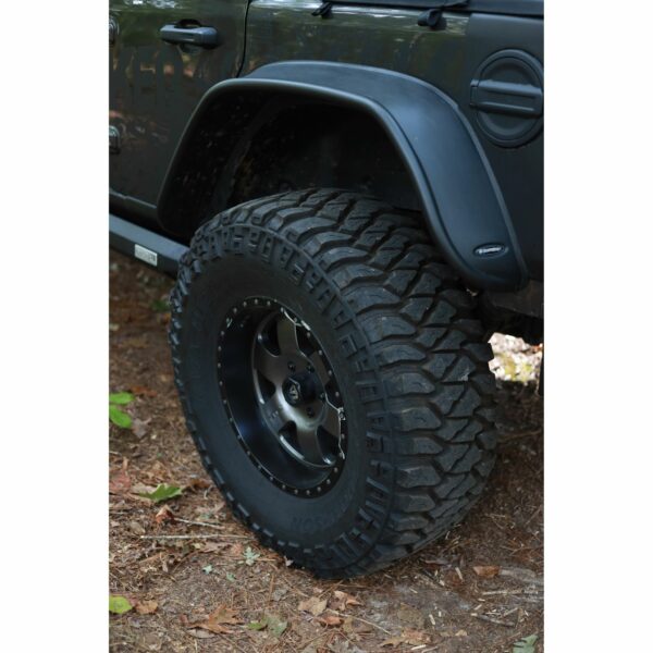 Bushwacker 10100-07 Black Jeep Flat Style Textured Finish Rear Fender Flares for 2018 -2023 Jeep Wrangler JL (Excludes Rubicon)