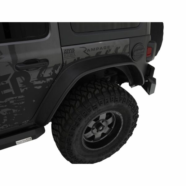 Bushwacker 10100-07 Black Jeep Flat Style Textured Finish Rear Fender Flares for 2018 -2023 Jeep Wrangler JL (Excludes Rubicon)