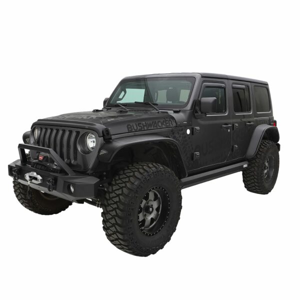 Bushwacker 10923-07 Black Jeep Flat Style Textured Finish 4-Piece Fender Flare Set for 2018-2023 Jeep Wrangler JL (All Models)