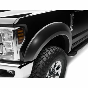 Bushwacker 20087-02 Black Extend-A-Fender Style Smooth Finish Front Fender Flares for 2017-2022 Ford F-250, F-350, F-450 Super Duty