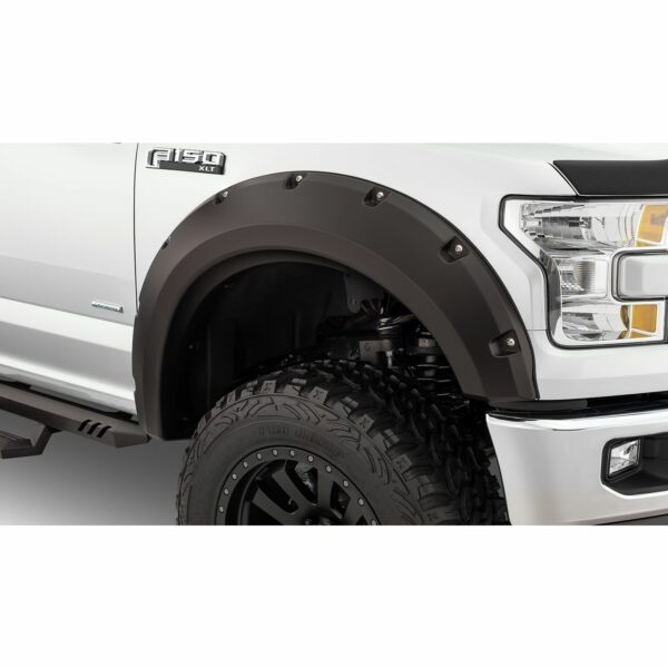 Bushwacker 20100-02 Black Max Coverage Pocket/Rivet Style Smooth Finish Rear Fender Flares for 2015-2020 Ford F-150