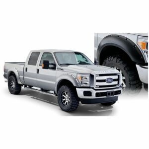 Bushwacker 20917-02 Black Pocket/Rivet Style Smooth Finish 4-Piece Fender Flare Set for 2008-2010 Ford F-250/F-350 Super Duty