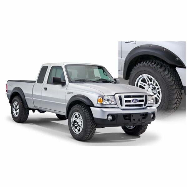 Bushwacker 21915-02 Black Pocket/Rivet Style Smooth Finish 4-Piece Fender Flare Set for 1993-2011 Ford Ranger (Excludes FX4)