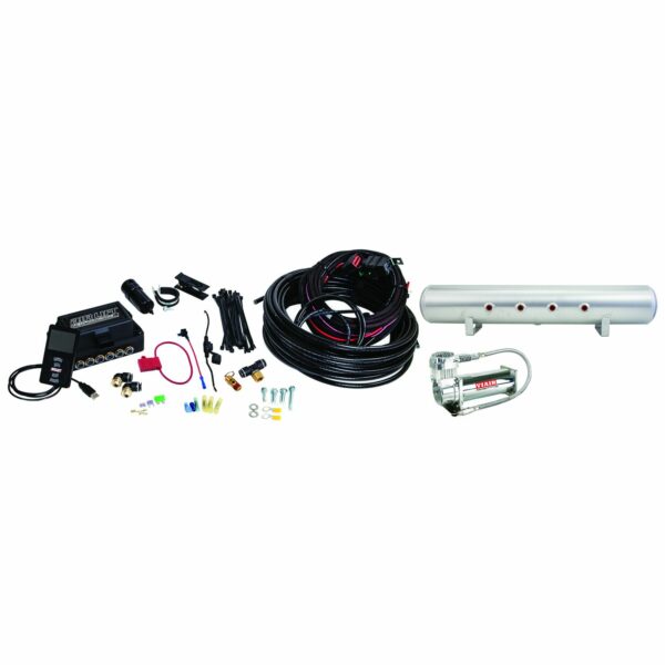 Air Lift Performance 3P .375in Air Line, 5 Gallon Lightweight Raw Aluminum Tank, VIAIR 444C Compressor