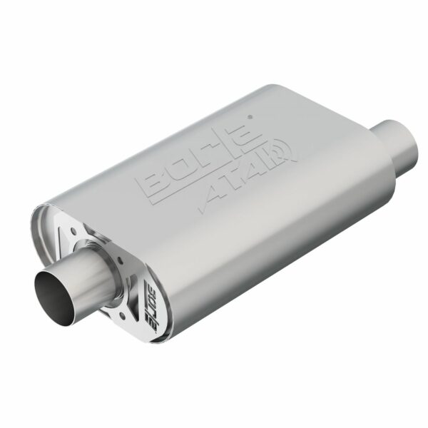 CrateMuffler(r) Muffler Chevrolet Small Block 283/ 327/ 350 CID V8 Stock Output 2.5 in. Offset Inlet/ 2.5 in. Center Outlet ATAK(r)