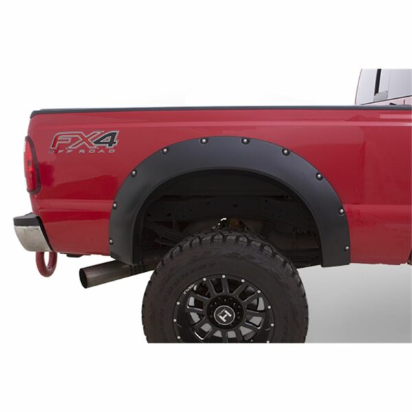 Bushwacker 20102-02 Black Cutout Style Smooth Finish Rear Fender Flares for 2011-2016 Ford F-250 to F-450 Super Duty