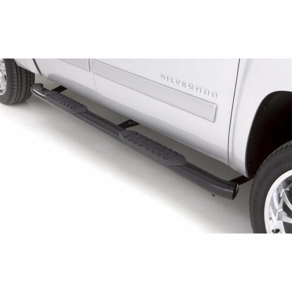 Lund 23810563 Black Steel 5 Inch Oval Curved Nerf Bar for 2019-2024 Chevrolet Silverado 1500/GMC Sierra 1500 Rocker Panel Mount Crew Cab