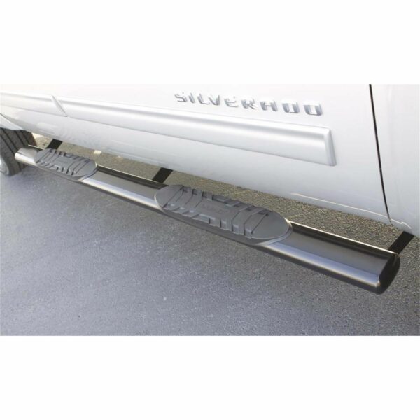 Lund 23910561 Polished Stainless Steel 5 Inch Oval Straight Nerf Bars for 2007-2018 Silverado/Sierra 1500, 2500HD, 3500HD Rocker Panel Mount Crew Cab