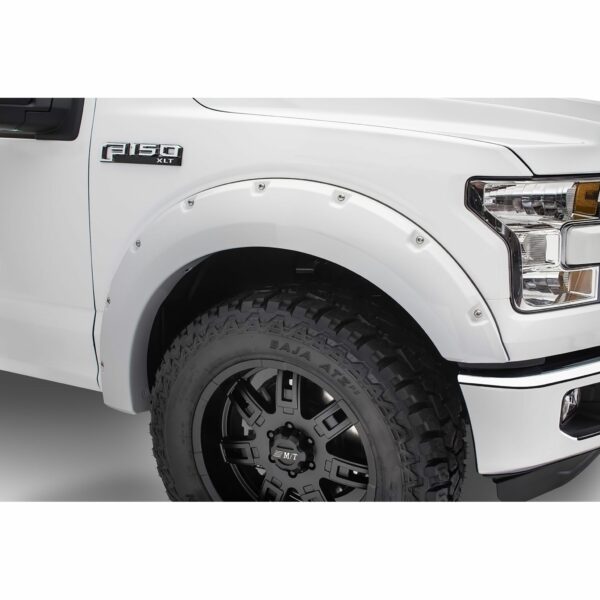 Bushwacker 20942-12 Pocket/Rivet Style Color Matched Oxford White 4-Piece Fender Flare Set for 2017-2022 Ford F-250/F-350 Super Duty