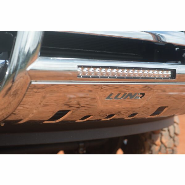 Lund 47021215 Polished Stainless Steel Bull Bar with Integrated 20 Inch LED Light Bar for 2017-2022 Ford F-250, F-350, F-450, F-550
